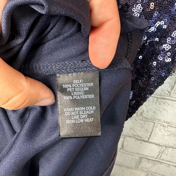 Lulus Moment to Shine Dress Mini Sequin Shoulder Cutout Shift Midnight Blue S - Picture 7 of 11